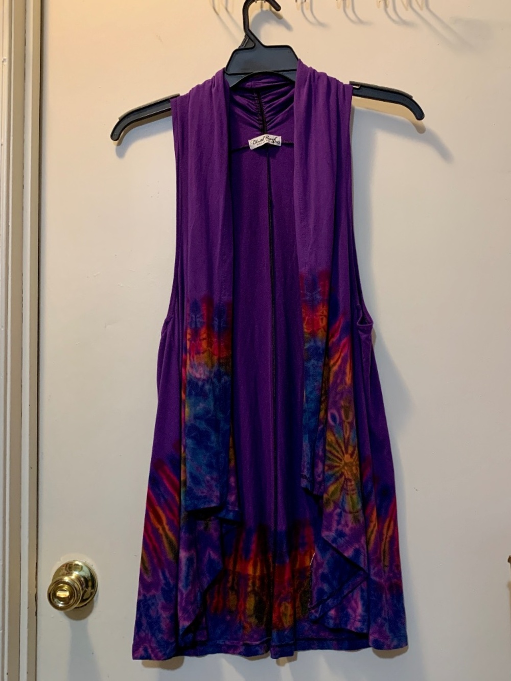 Cherith Brook Women’s Boho Violet Purple Tie Dye Stretchy Vest - One Size